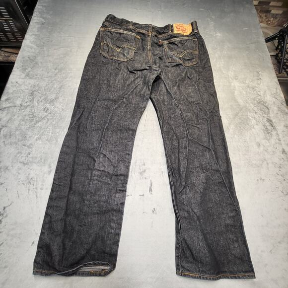 Levis 501 Jeans Mens 36x30 Black Straight Leg Button Fly Denim Classic - Picture 9 of 10